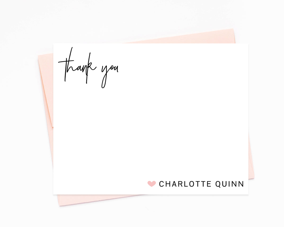 Personalized Stationery for Couple with Heart, Envelopes, Thank You Personal Stationary, Modern Thank You Card Gift Set, Newlywed Stationary