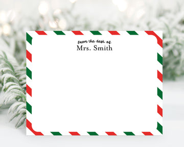 Personalized Christmas Stationery with Green and Red Border