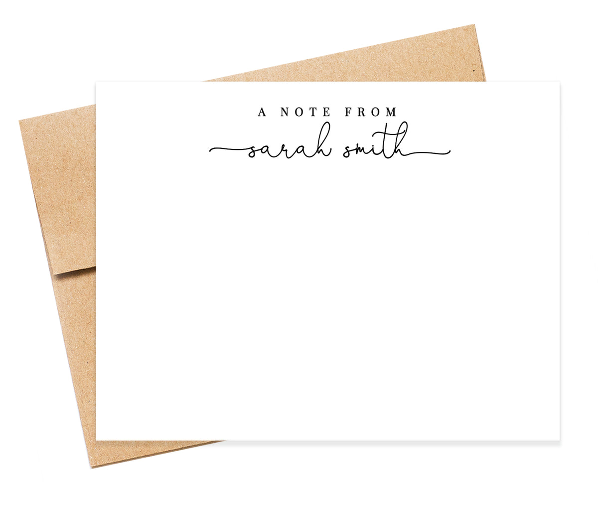 A Note From Script Personalized Stationery Cards set, Flat Notecards, Personalized Stationary Card Set Flat Note Cards and Envelopes
