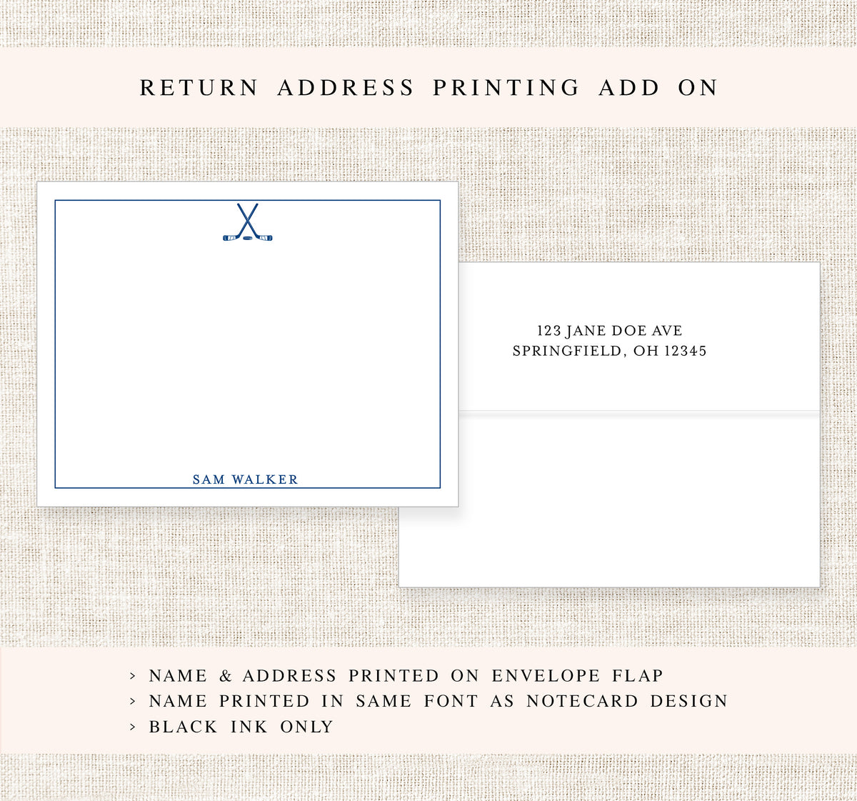 Personalized Hockey Stationery For Men Women, Stationary Note Cards Set, Personalized Stationary for Husband for Wife, Gifts under 25
