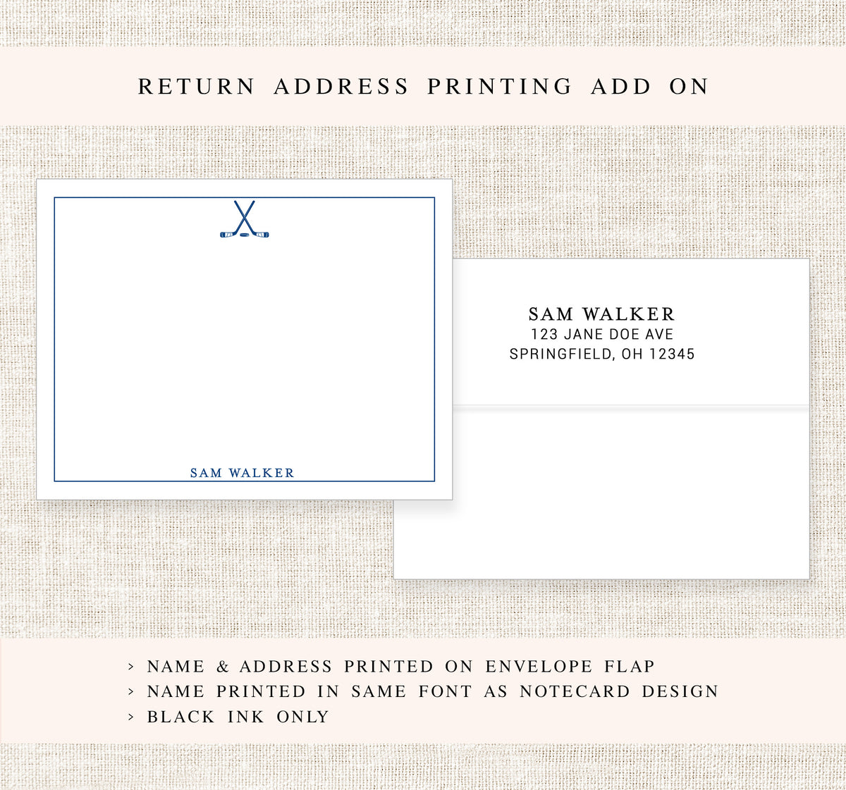 Personalized Hockey Stationery For Men Women, Stationary Note Cards Set, Personalized Stationary for Husband for Wife, Gifts under 25