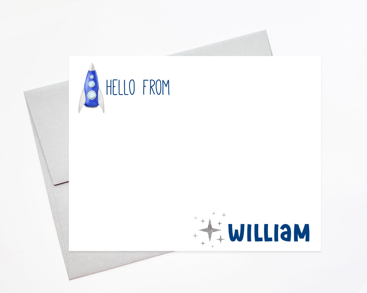 Personalized Boys Stationery Set, Stationery with Stars