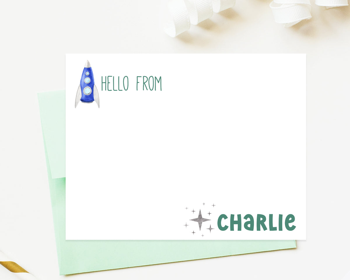 Personalized Boys Stationery Set, Stationery with Stars