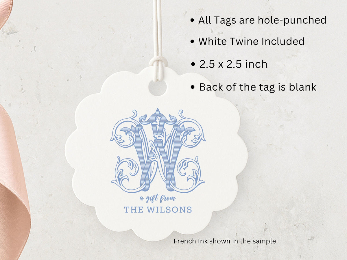 Personalized Monogram Scallop Gift Tags