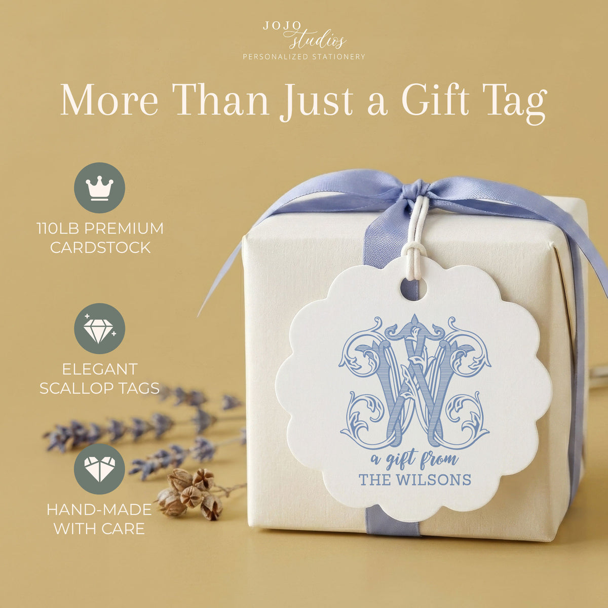 Personalized Monogram Scallop Gift Tags