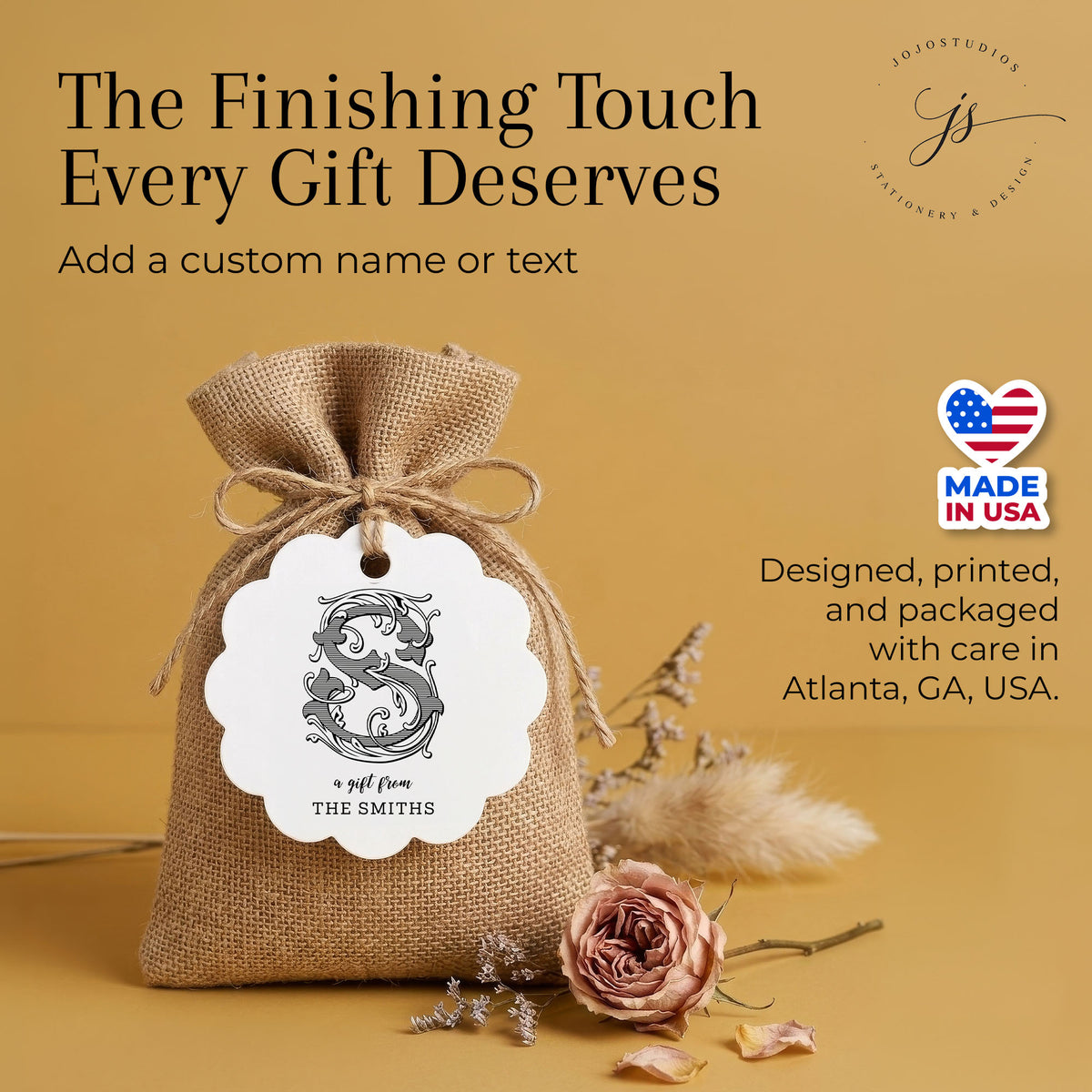 Personalized Monogram Scallop Gift Tags
