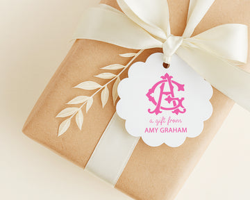 Personalized Interlocking Monogram Stationary Gift Tags