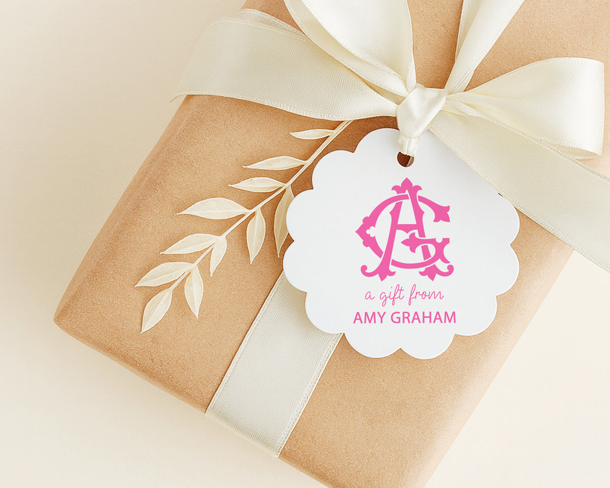 Personalized Interlocking Monogram Stationary Gift Tags