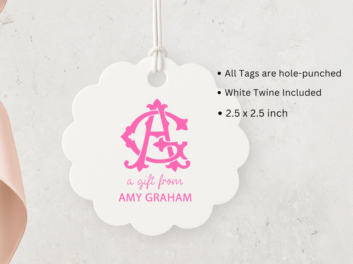 Personalized Interlocking Monogram Stationary Gift Tags
