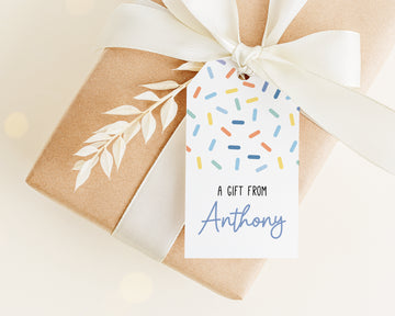Personalized Confetti Gift Tags for Boys