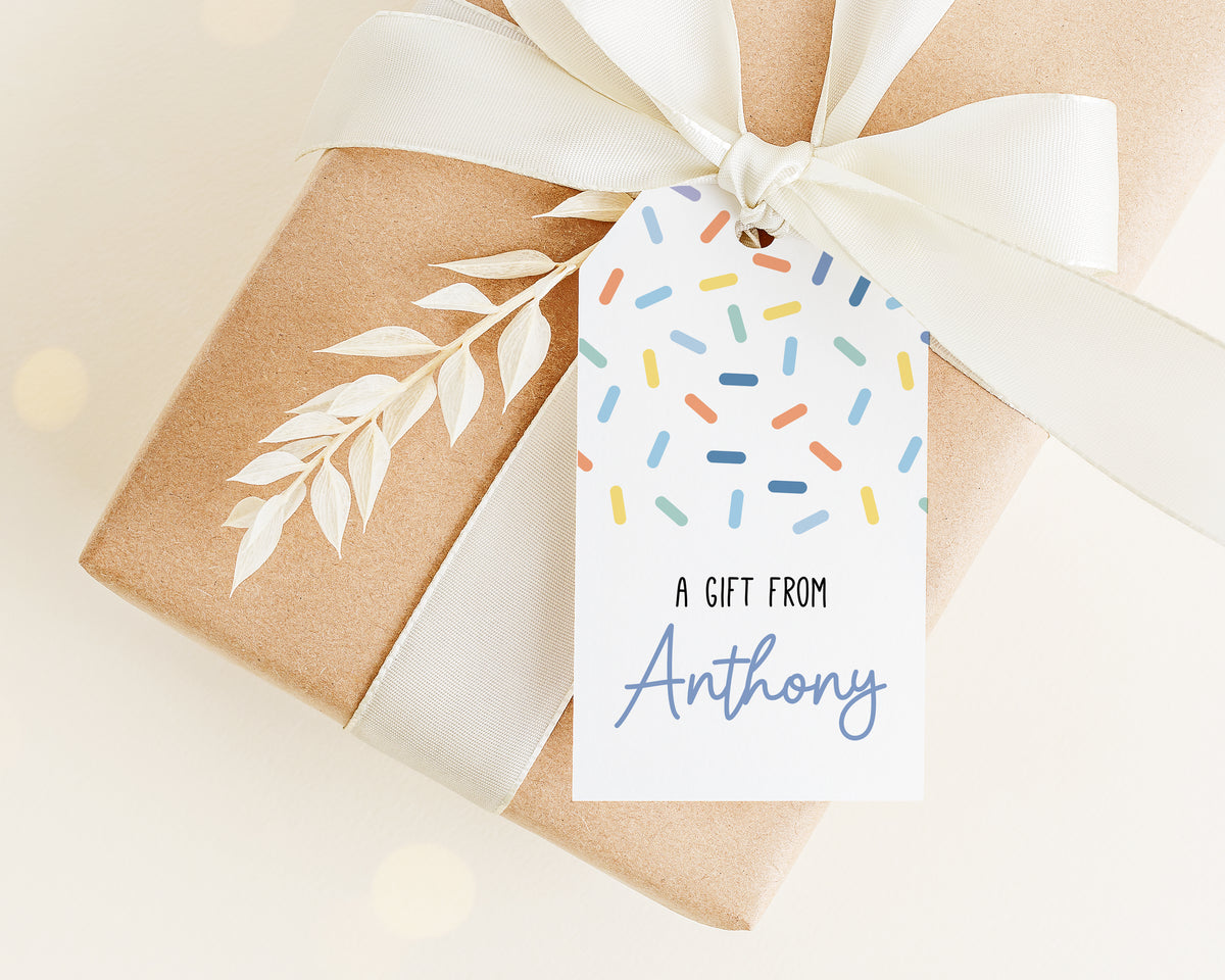 Personalized Confetti Gift Tags for Boys