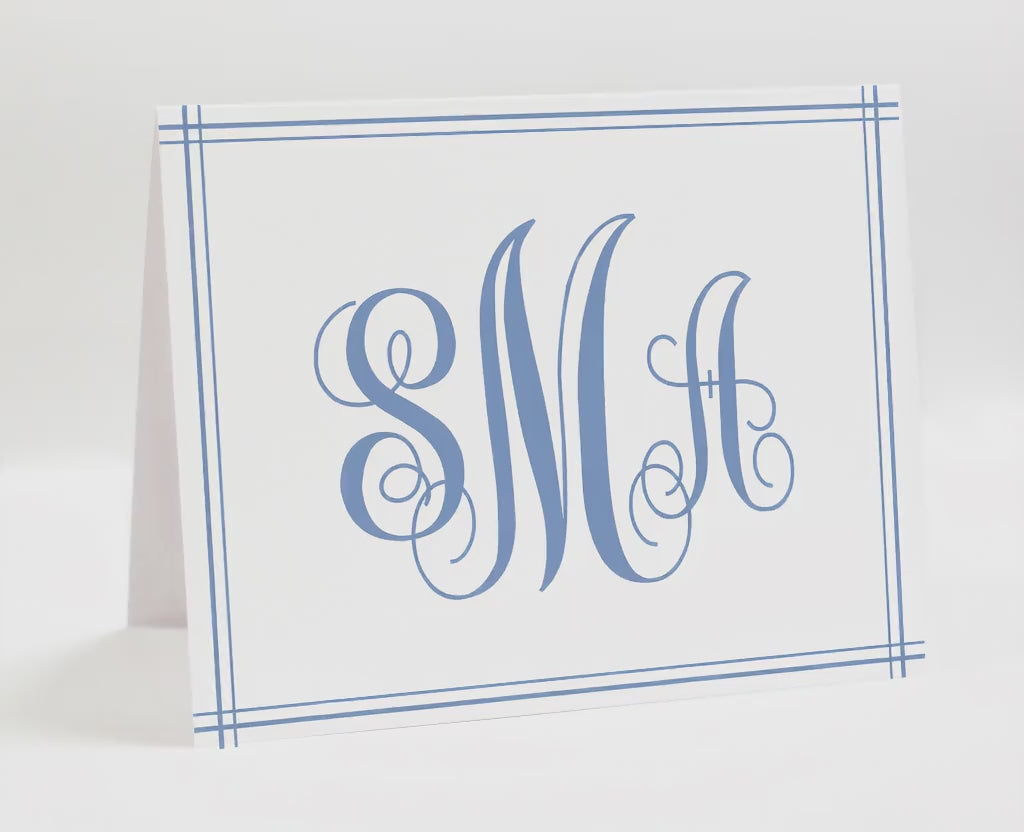 Monogram Stationary And Envelopes, Personalized Folded Thank You Stationery Card, Folded Stationery Notes, Set of 10 Thank you Gift Set
