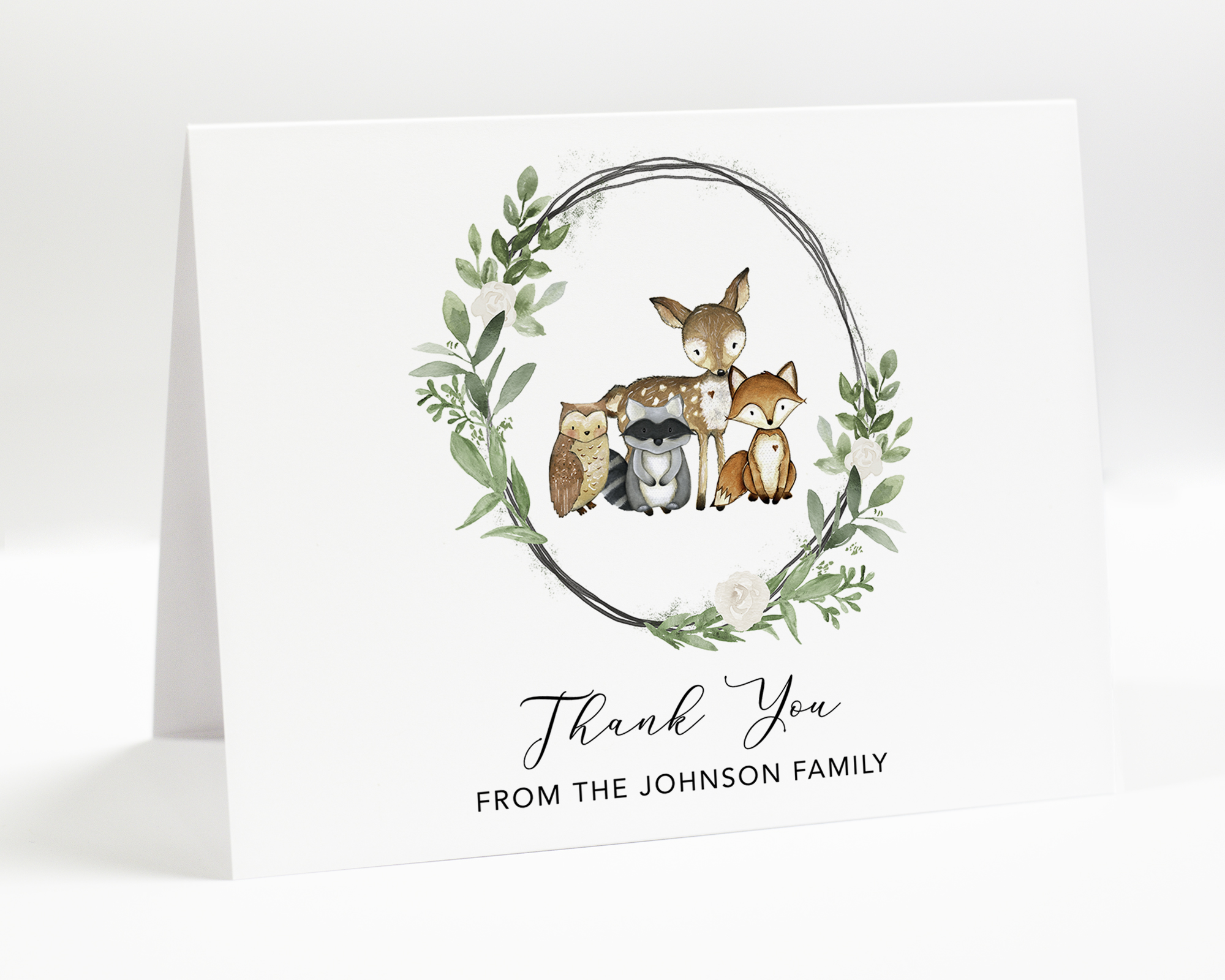 Personalized Woodland Animals Thank You Card – Jojostudios