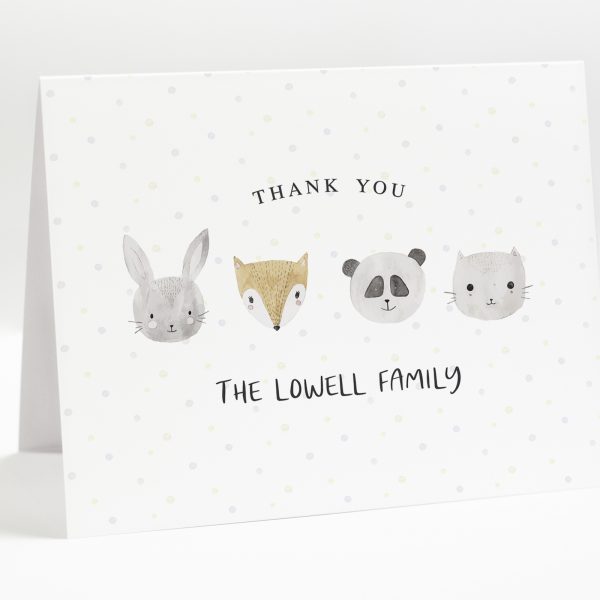 Personalized Greeting Thank You Cards, Woodland Animals Family Stationary,  Folded Note Card And Envelopes – Jojostudios
