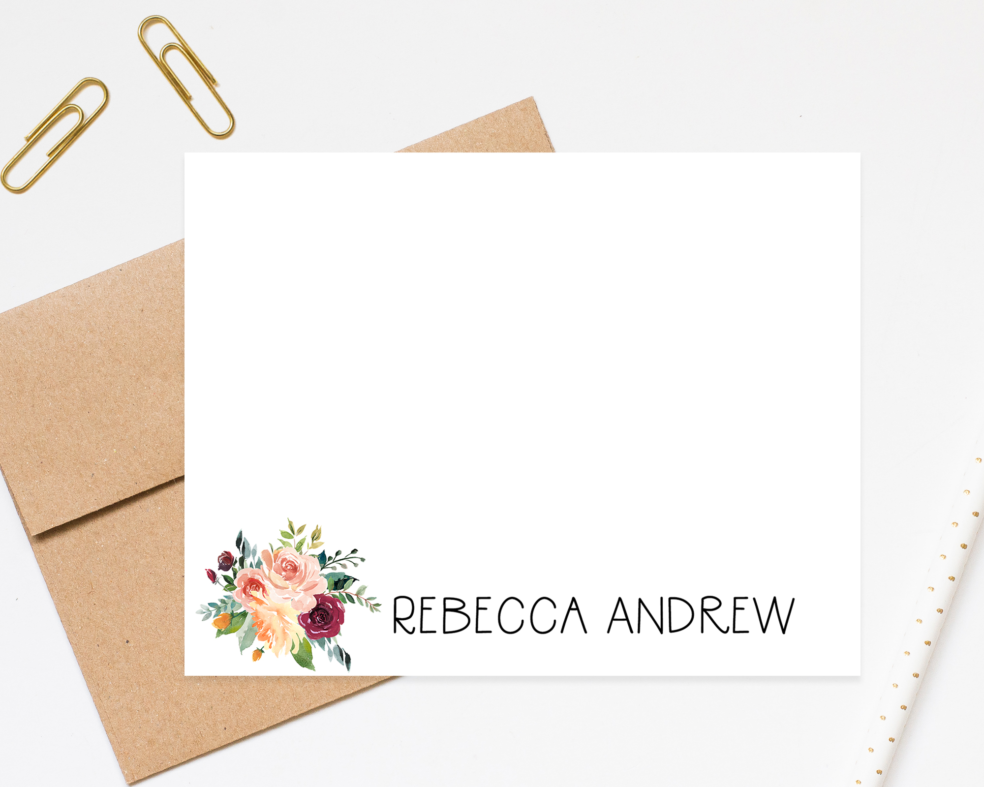 Floral Stationery, Personalized Stationery Set, Note Cards For